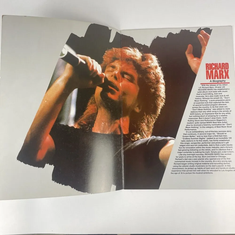 Richard Marx Live 1988 Don’t Mean Nothing Tour Book Should’ve Known Better